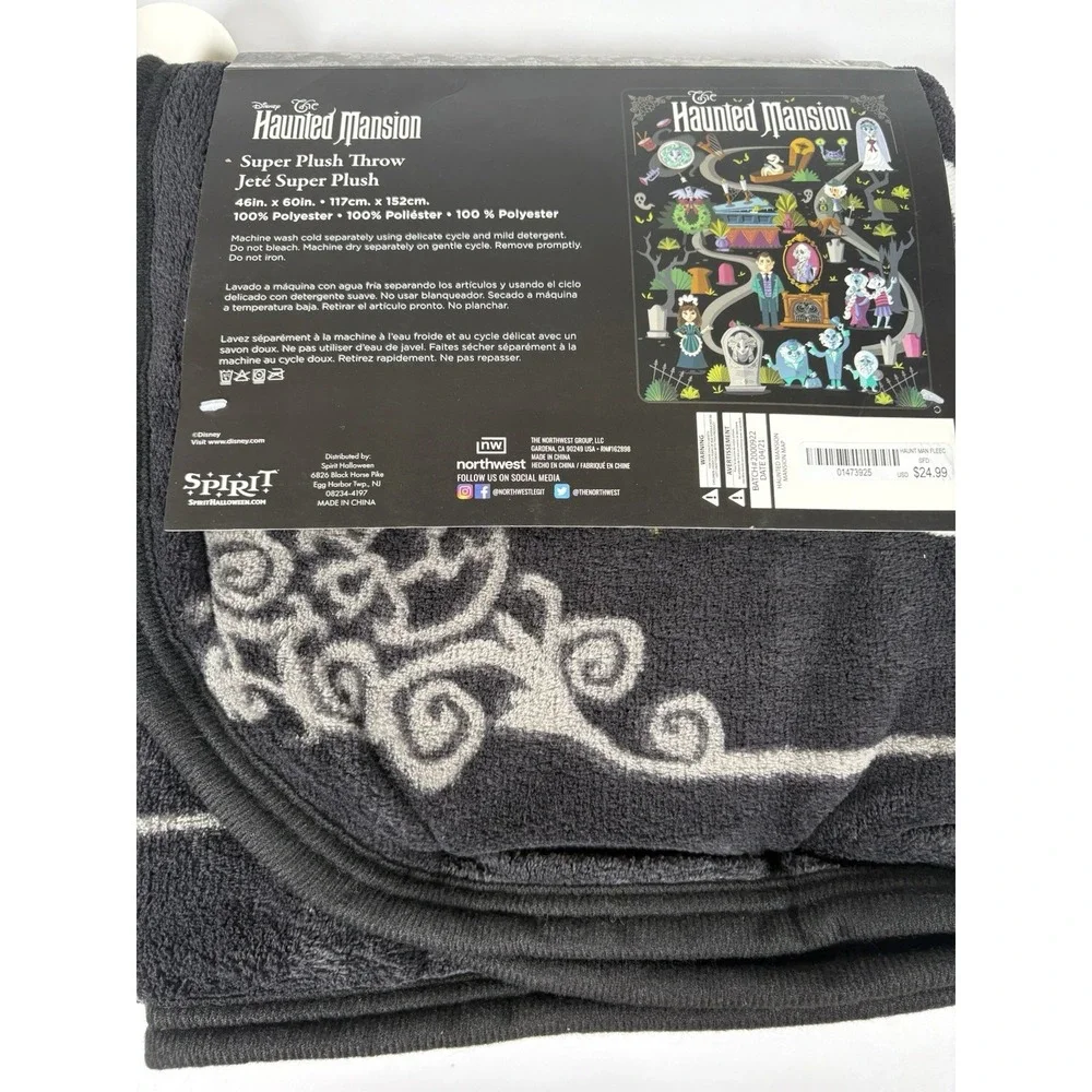 Disney Haunted Mansion Super Plush Throw Blanket 46x60 Spirit Halloween New NWT